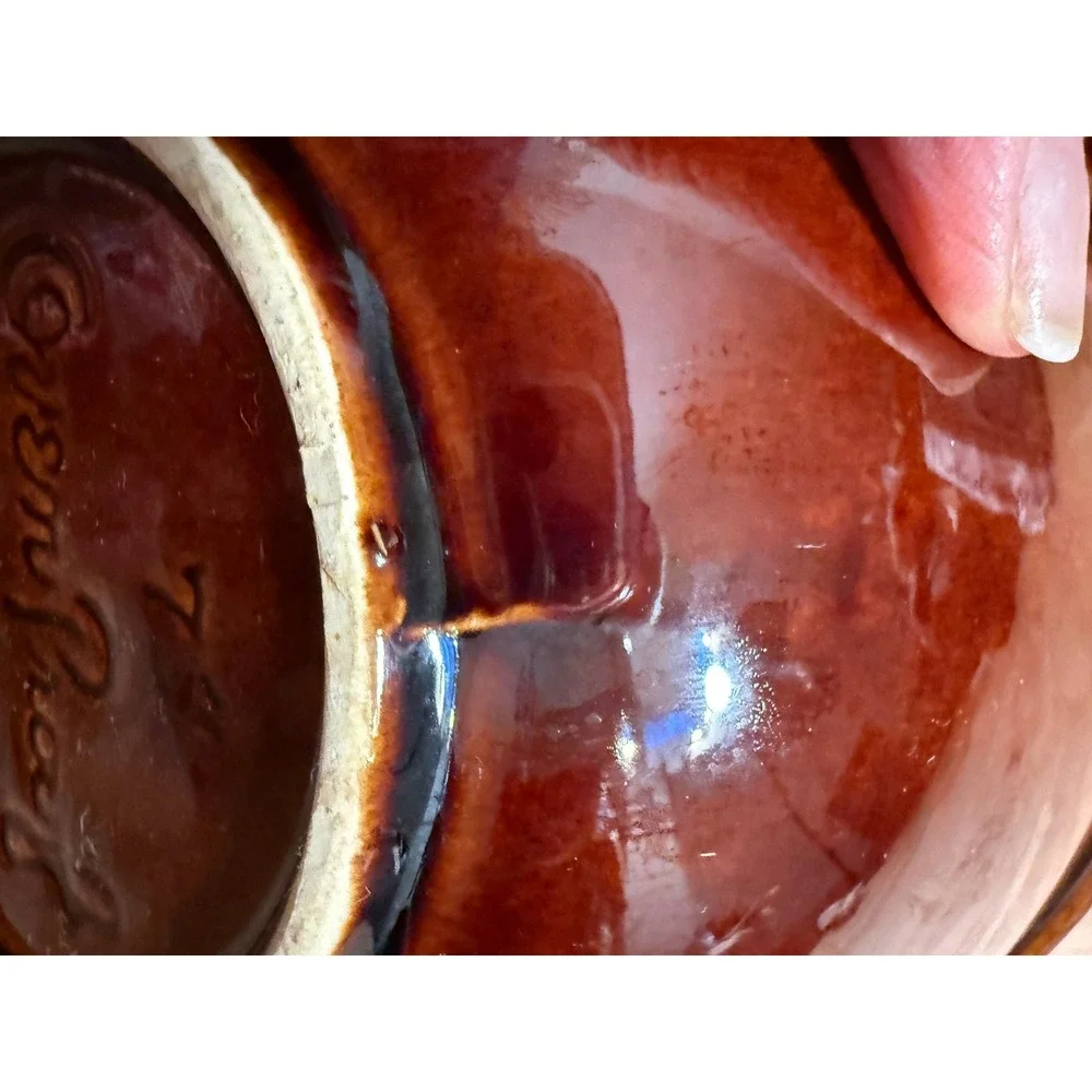 Hull Pottery Mixing Bowl 7 Inch Brown Drip Glaze Oven Proof USA Vintage 1970s